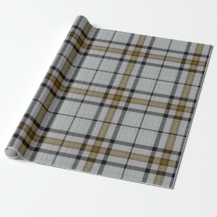 Gray Black Green Tartan Plaid Wrapping Paper