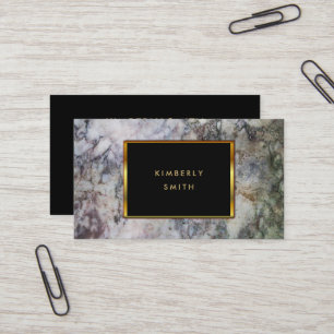 Gray black marble gold frame professional business card