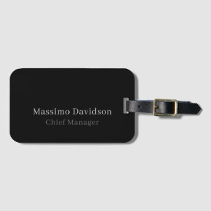 Gray Black Modern Minimalist Simple Serif Font Luggage Tag