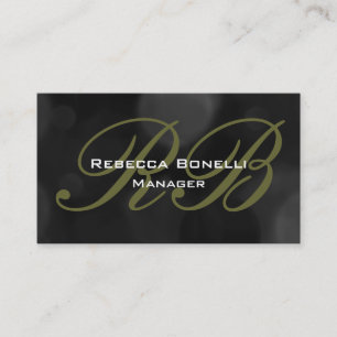 Gray Black Monogram Manager Carte de visite