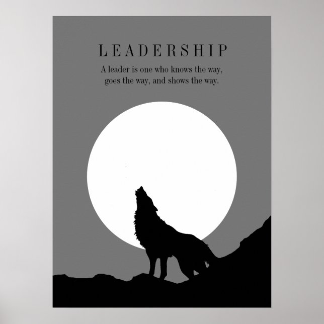 Gray Black Pop Art Leadership Wolf Howling Poster (Front)