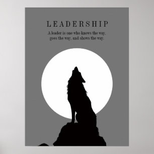 Gray Black Pop Art Leadership Wolf Howling Poster