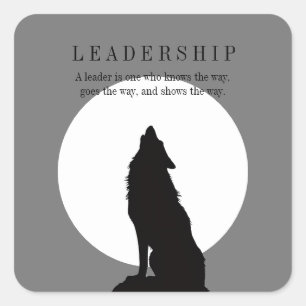 Gray Black Pop Art Leadership Wolf Howling Square Sticker