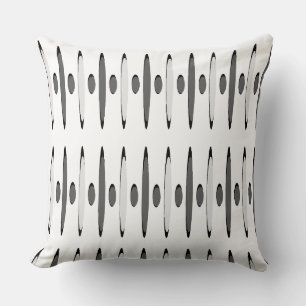 Gray Black Retrofuturism Designer Retro Modern 60s Throw Pillow
