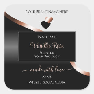 Gray Black Wavy Rose Gold Hearts Product Labels