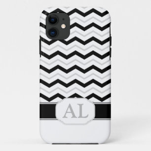 Gray Black & White Chevron Monogram iPhone 5 Case