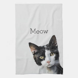 Gray Black White Kitty Cat Kitchen Towel