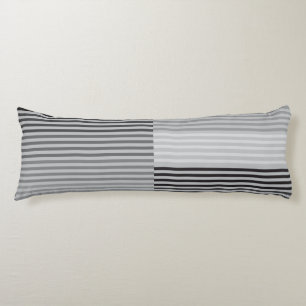 Gray, Black, White Stripes Body Pillow