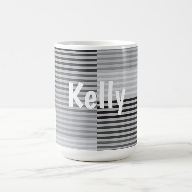 Gray, Black, White Stripes Coffee Mug (Center)
