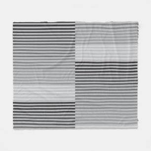 Gray, Black, White Stripes Fleece Blanket