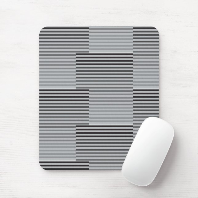 Gray, Black, White Stripes Mouse Pad (With Mouse)