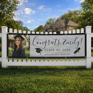 GRAY & BLK 2026 Graduation Banner with Photo