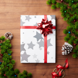 Gray blue lucky star wrapping paper