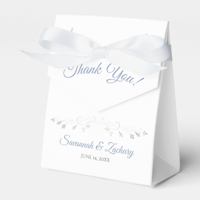 Gray & Blue Simple Elegant Wedding Thank You Favor Box (Front Side)