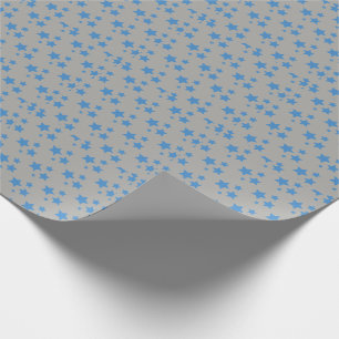 Gray Blue Stars Modern design Wrapping Paper