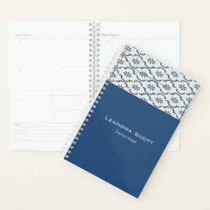 Gray blue tiling print planner