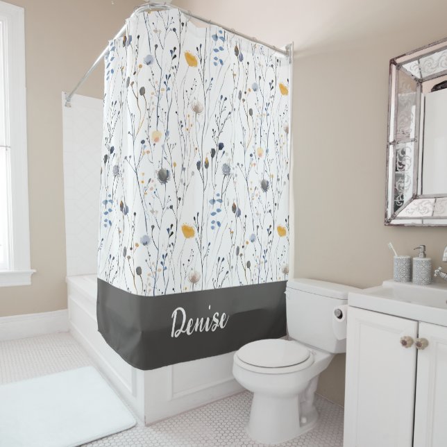 Gray Blue Watercolor Wildflower Monogram (In Situ)