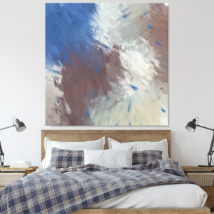 Gray Blue White Abstract Brushstrokes Canvas Print