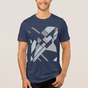 Gray Bold Geometric Diagonal Crisscross MCM Look Tri-Blend Shirt