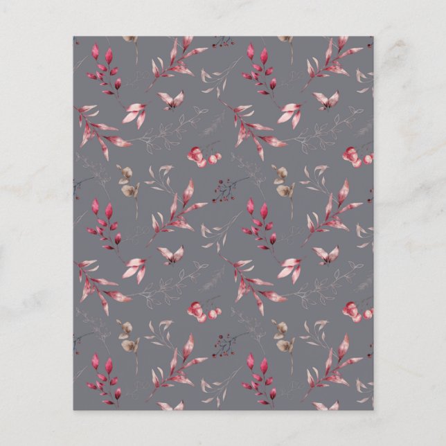 Gray Botanical Scrapbook Paper | Floral Craft (Front)