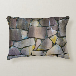 Gray brick wall accent pillow