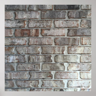 Gray Brick Wall Grunge Bricks Background Texture Poster