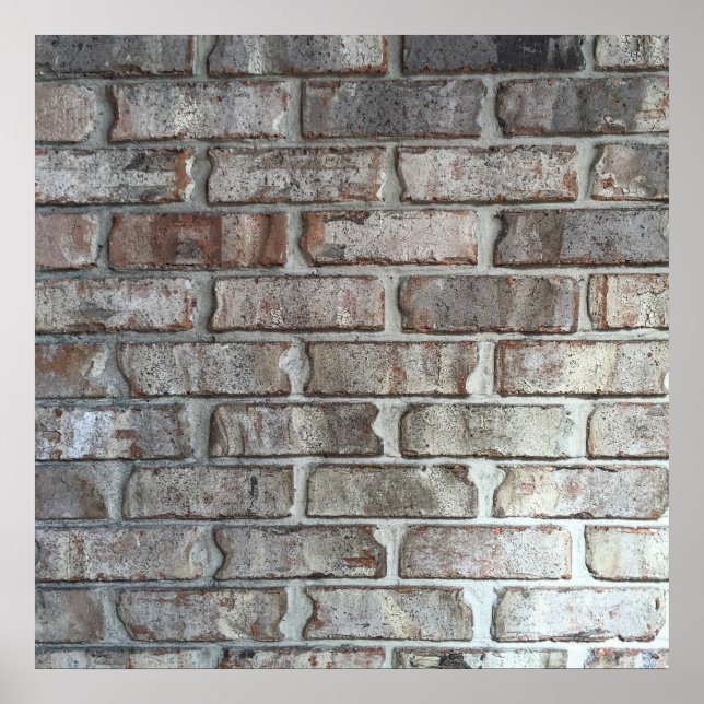 Gray Brick Wall Grunge Bricks Background Texture Poster (Front)