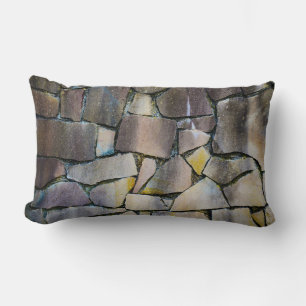 Gray brick wall lumbar pillow