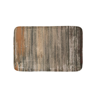 Gray brown abstract acrylic art bath mat