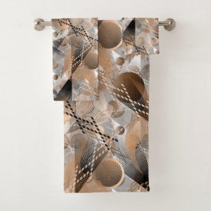 Gray, brown abstraction. bath towel set