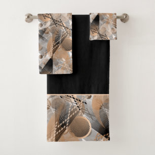 Gray, brown abstraction. bath towel set