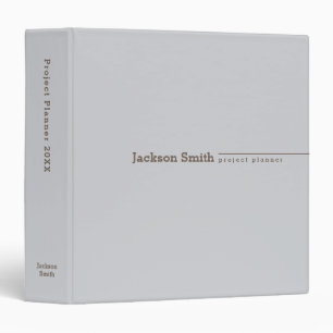 Gray brown modern minimalist personalized name binder