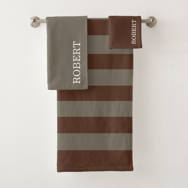  Gray &Brown Strips Pattern Custom Name (En situation)