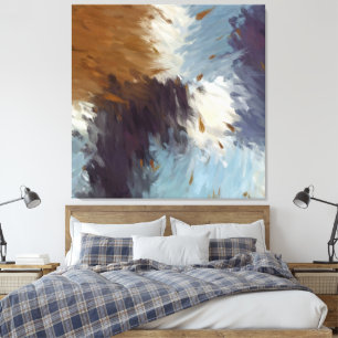 Gray Brown Taupe White Abstract Brushstrokes Canvas Print