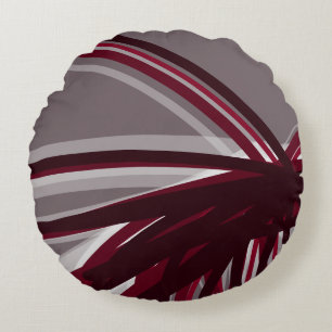 Gray & Burgundy Artistic Ribbons Round Pillow