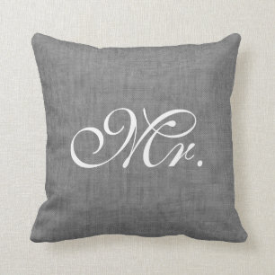 Gray Burlap Mr. Pillow