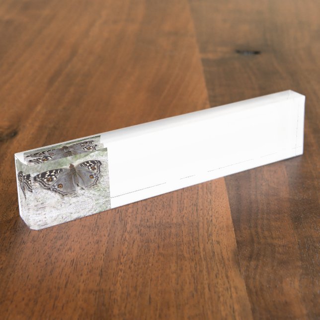 Gray Butterfly Clour Image - Desk Nameplate (Side)