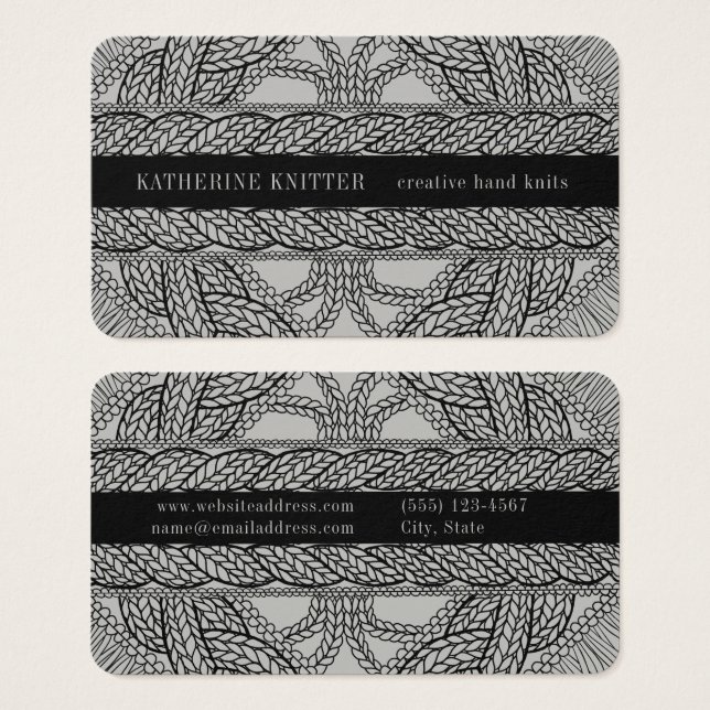 GRAY CABLE KNIT 3.5x2 Business Card (Front & Back)