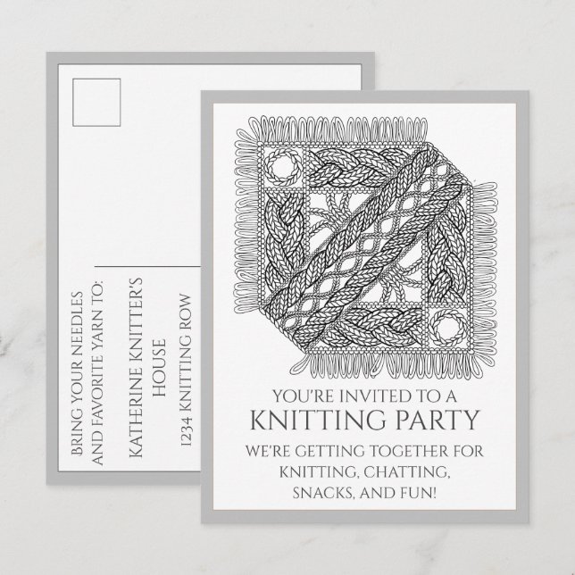 GRAY CABLE KNIT Postcard + Text  (Front/Back)