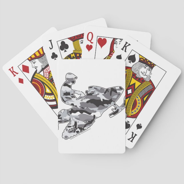 Gray Camoflage Snowmobiler Playing Cards (Back)
