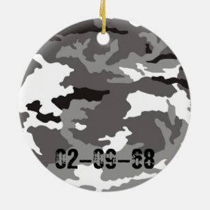 Gray camouflage pattern ceramic ornament