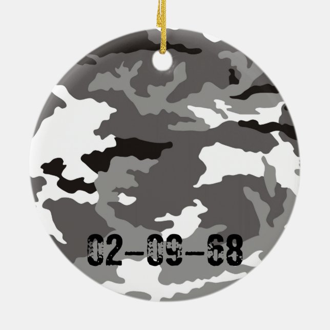 Gray camouflage pattern ceramic ornament (Back)