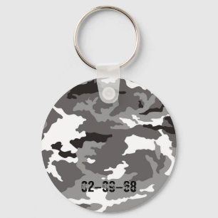Gray camouflage pattern keychain