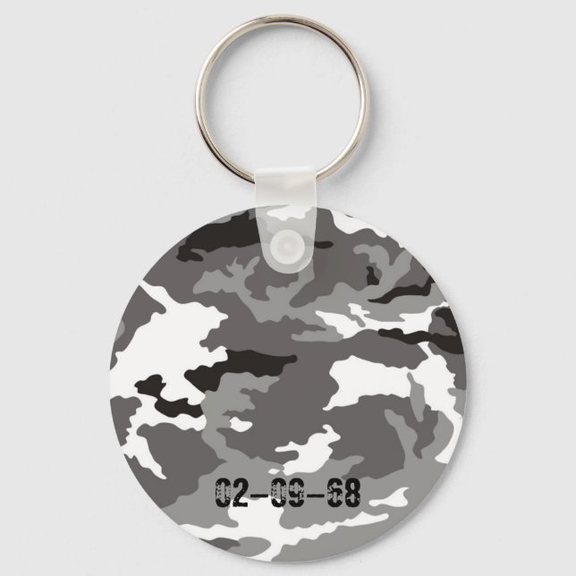 Gray camouflage pattern keychain (Front)