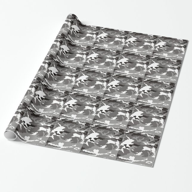 Gray camouflage pattern wrapping paper (Unrolled)