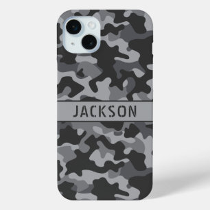 Gray Camouflage Personalized iPhone 15 Mini Case