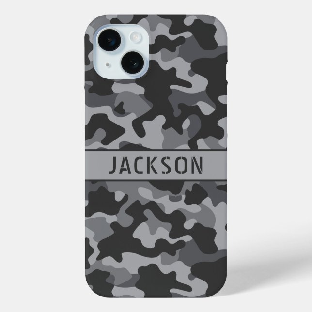 Gray Camouflage Personalized Case-Mate iPhone Case (Back)