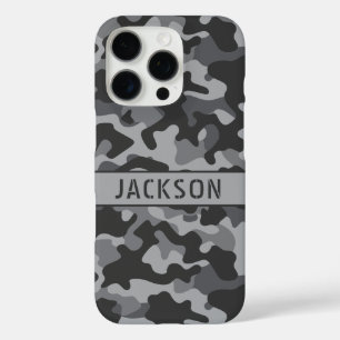 Gray Camouflage Personalized iPhone 16 Pro Case