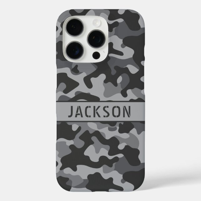 Gray Camouflage Personalized Case-Mate iPhone Case (Back)