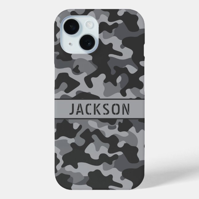 Gray Camouflage Personalized Case-Mate iPhone Case (Back)